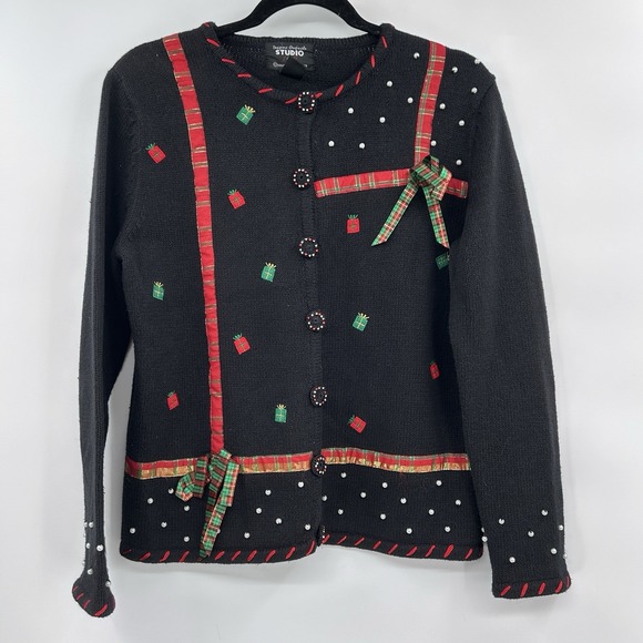 Designers Originals Sweaters - VTG Designers Original Studio Joy Christmas Cardigan Sweater Size S Presents